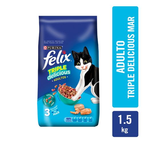 Alimento Gato Adulto Purina Felix Triple Delicious Mar -1.5kg