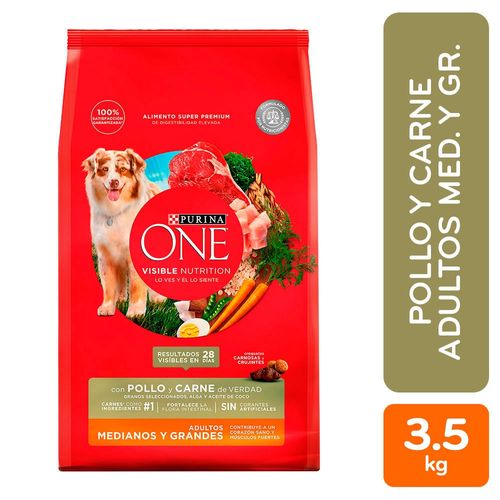 Alimento Perro Adulto Purina One Carne Medianos y Grandes - 3.5 kg