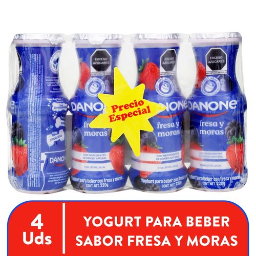 Yogurt Danone Fresa Mora 4 Pack - 880 g