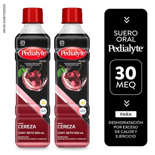 Suero de Rehidratación Pedialyte Líquido Cereza 30 mEq 2 Pack-500 ml