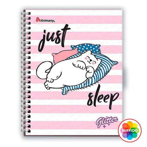 Cuaderno Arimany espiral pasta dura cuadros glitter - 100 hojas