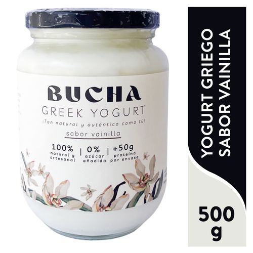 Yogurt Bucha Griego Vainilla Vidrio - 500 g