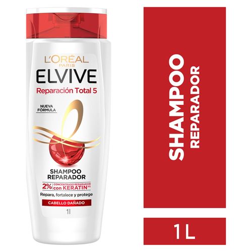 Shampoo Reparación Total L'Oréal Paris Elvive 5 Cabello Dañado - 1 L