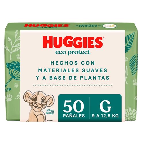 Pañales Huggies eco protect materiales a base de plantas talla G - 50 Uds