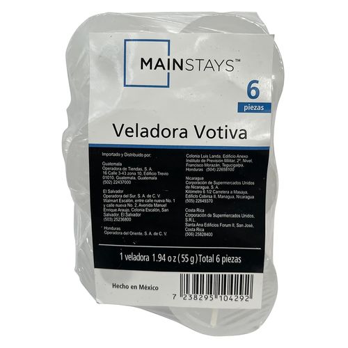 Veladora Mainstays pequeña 6 pack