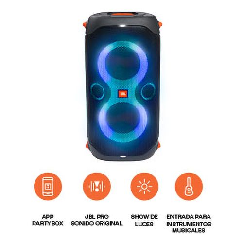 Altavoz para fiestas portátil JBL Partybox 110 con un potente sonido de 160 W, luces incorporadas y diseño a prueba de salpicaduras.