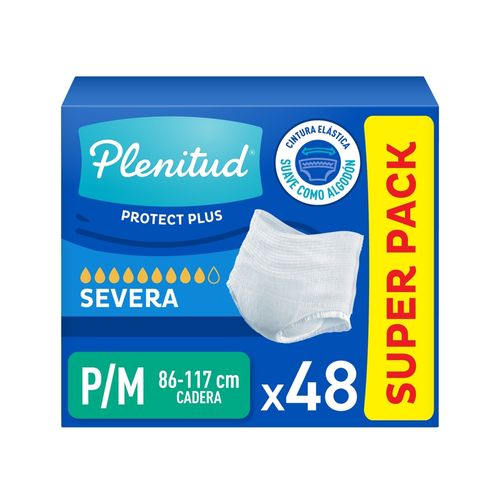 Ropa Interior Desechable Adulto Plenitud Protect Plus Talla P/M Incontinencia Intensa - 48Uds