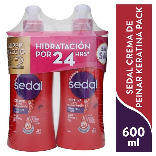 2 Pack Crema Para Peinar Sedal Keratina - 300ml