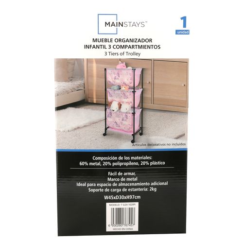 Mueble Mainstays organizador infantil 3 compartimientos beige