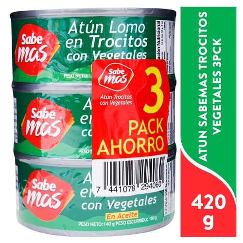 Atun Sabemas Trozos Vegetals 420gr 3pack