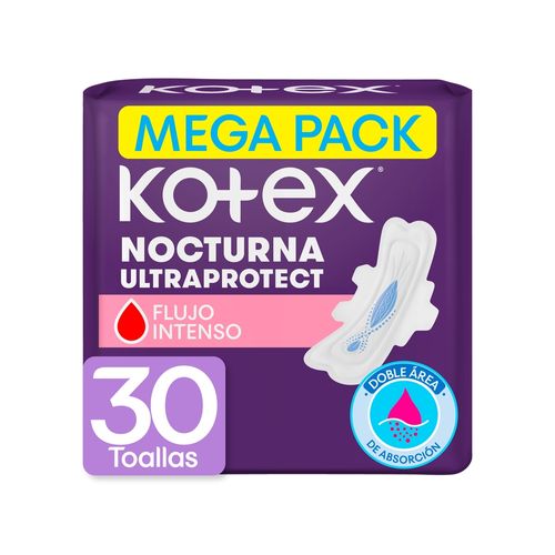 Toallas Femeninas Kotex Nocturna - 30 Unidades