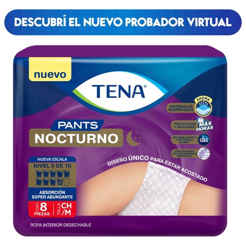 Ropa Interior Desechable Tena ® Pants Nocturno Talla M - 8 Unidades