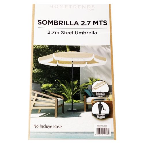 Sombrilla Home Trends beige con flecos
