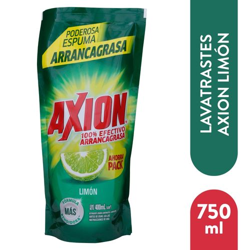 Lavaplatos Líquido Axion Limón, Arrancagrasa Doy Pack - 400ml