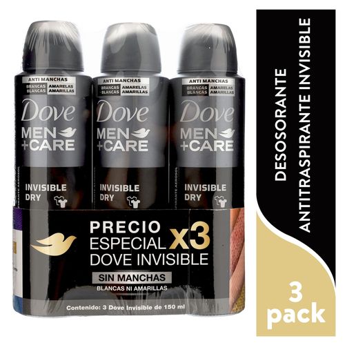 Desodorante Spray Dove Men Invisible 3 Pack - 450ml