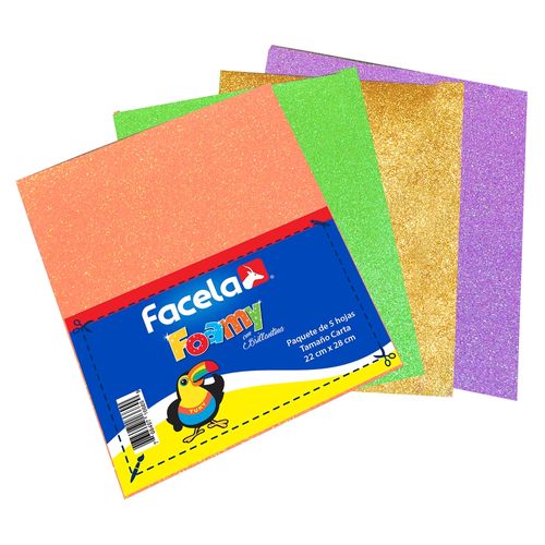 Foamy Facela con brillantina tamaño carta - 5 hojas