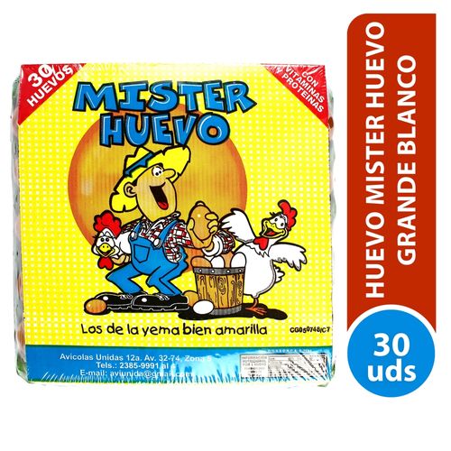 Huevo  de Gallina Mister Huevo Blanco Grande - 30 Unidades