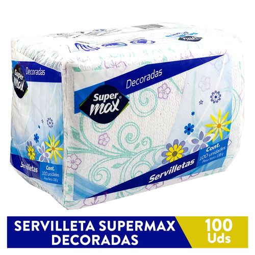 Servilleta De Papel Desechables Para Mesa Marca Supermax Decoradas - 100 Unidades