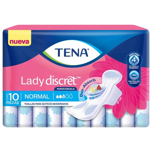 Toallas Para Incontinencia Tena ® Lady Discret Normal - 10 Unidades