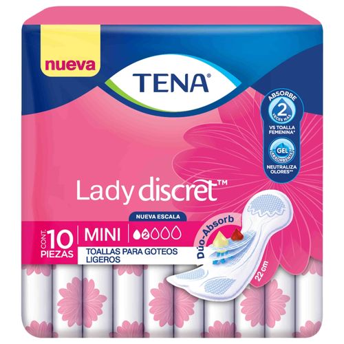 Toalla Mini Para Incontinencia Tena Lady - 10 Unidades