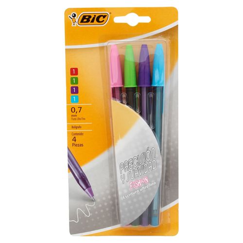 Bolígrafo Bic precisión y suavidad fashion - 4 Uds