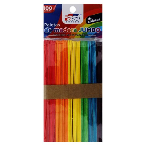 Paleta de madera Fast de colores jumbo - 100 Uds
