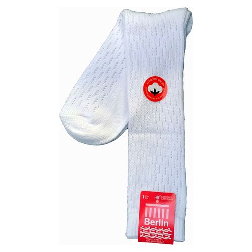 Calceta Berlin Para Niña,  Calada Color Blanco Talla 5-7