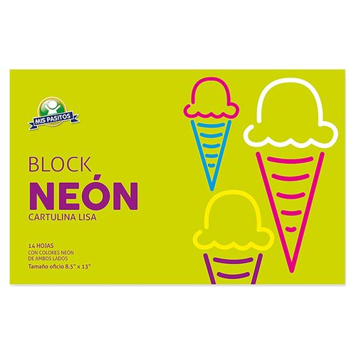 Block Mis Pasitos cartul neon tamaño oficio - 14 Pzas