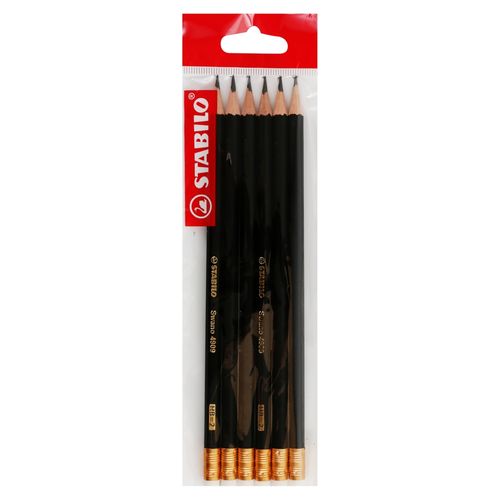 Lápiz de grafito Stabilo hexagonal color negro pack - 6 Uds