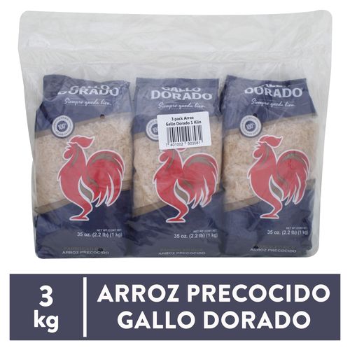 3pack Gallo Dorado Arroz Precocido 3kg