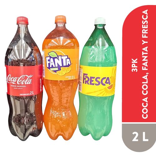 Coca cola, Fanta y Fresca 3 pack - 2 L
