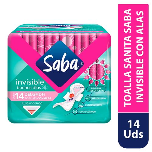 Toallas Femeninas Mara Saba Invisible Delgada Flujo Moderado Con Alas -  14Uds