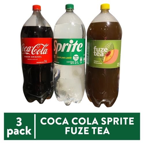 Coca cola, Sprite y Fuze Tea 3 pack - 3 L