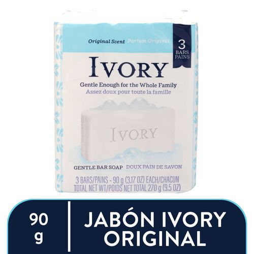 Jabón en barra Ivory aroma original 3.17 oz, de 3 unidades