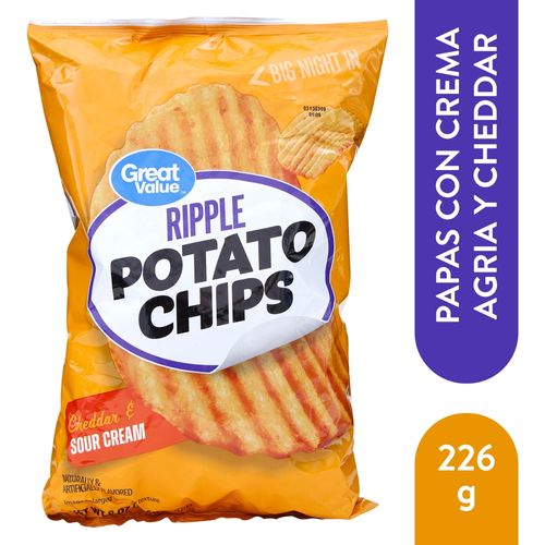 Papas Great Value Sabor Cheddar Y Natilla - 226 g