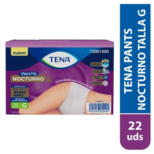 Ropa Interior Desechable Tena Pants Nocturno Talla:G - 22Uds