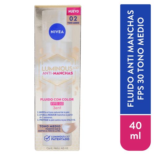 Crema Nivea luminous anti manchas tono medio 30 fps - 40 ml