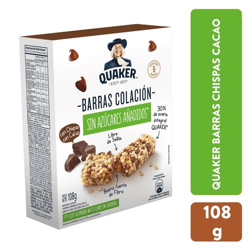 Barras Quaker Chispas Cacao - 108 g