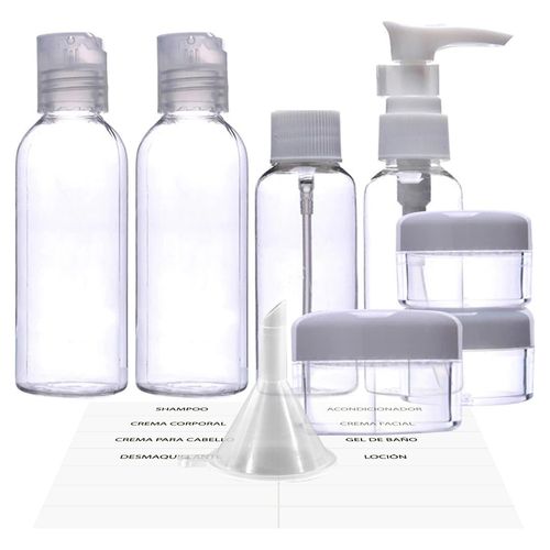 Botellas De Viaje Marca Equate Set 9 Piezas