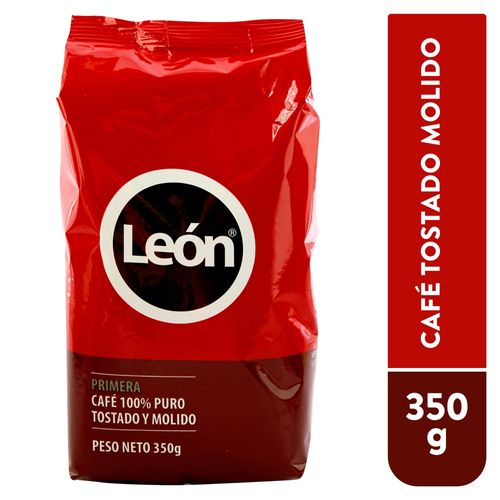 Café  León 100% Puro Tostado Y Molido Rojo - 350 g