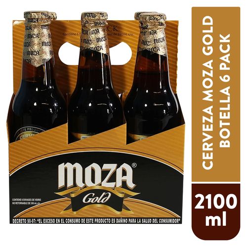 6 Pack Cerveza Moza Gold Botella - 2100ml