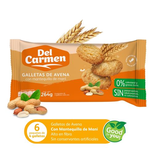 Galleta Del Carmen Avena Mantequilla de Mani  - 264 g