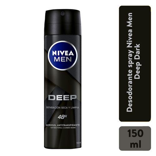 Desodorante Nivea Men  Antibacterial en Spray, Deep Dark Wook Black Carbon - 150 ml