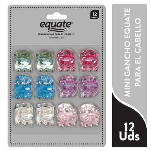 Mini Ganchos Para Cabello Marca Equate - 12 Piezas