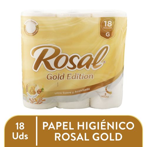 Papel Higiénico Rosal Gold 18 Rollos 350 hojas - 3000 g