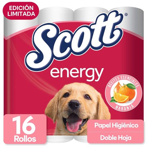 Papel Higiénico Scott Energy Naranja Doble Hoja - 16 Rollos