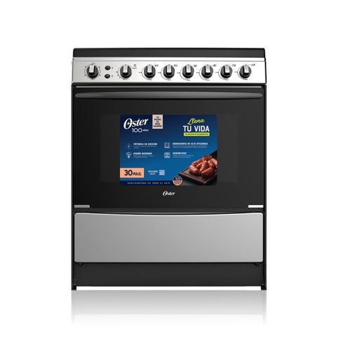 Cocina A Gas Oster 30 Pulgadas Color Inoxidable Con Tapa De Vidrio Templado
