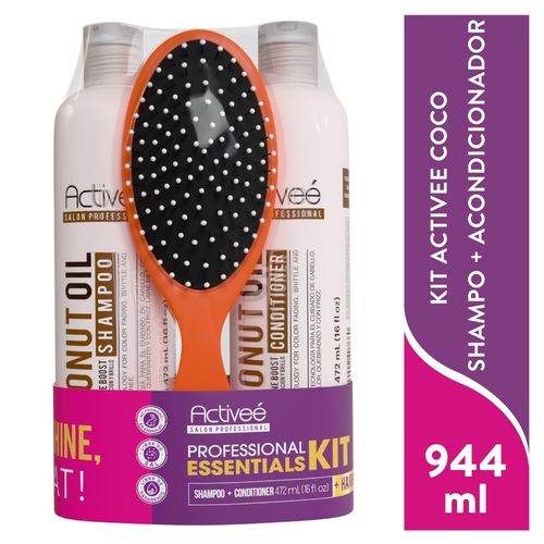 Shampoo y acondicionador Activee Coco con cepillo -944 ml