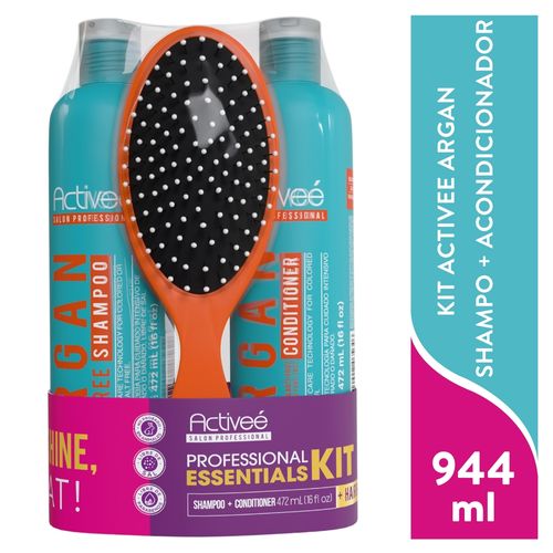 Shampoo y acondicionador Activee Argán con cepillo -944 ml