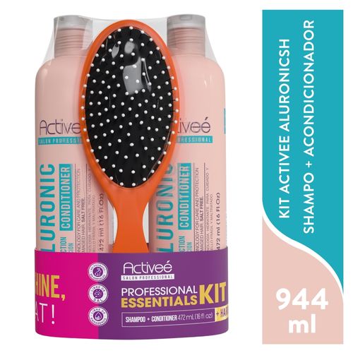 Shampoo y acondicionador Activee hyaluronic con cepillo -944 ml